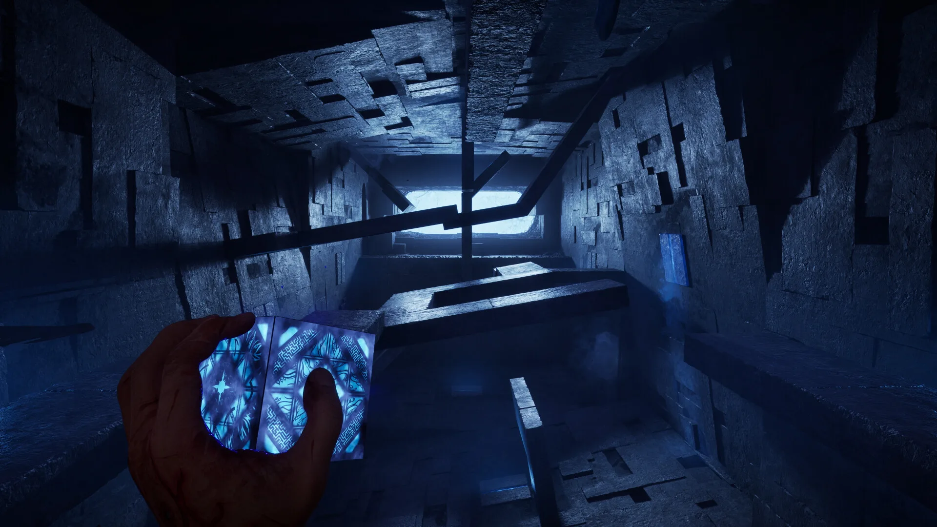 Steam screenshot of the puzzle box held in a flooded corridor in Hellraiser: Revival, 1920 by 1080, Steam app 1551980
